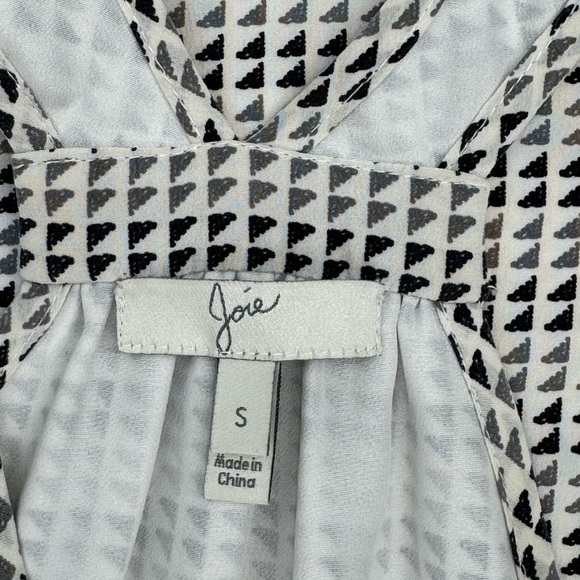 Joie Geometric Print Sleeveless Silk Tank Shift Dress - White Black Gray - Small - Picture 5 of 7